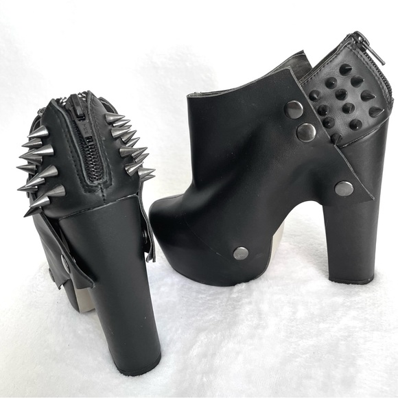 Elly Clay Black Missy Spiked Platform Boot Size 5 - Picture 2 of 9
